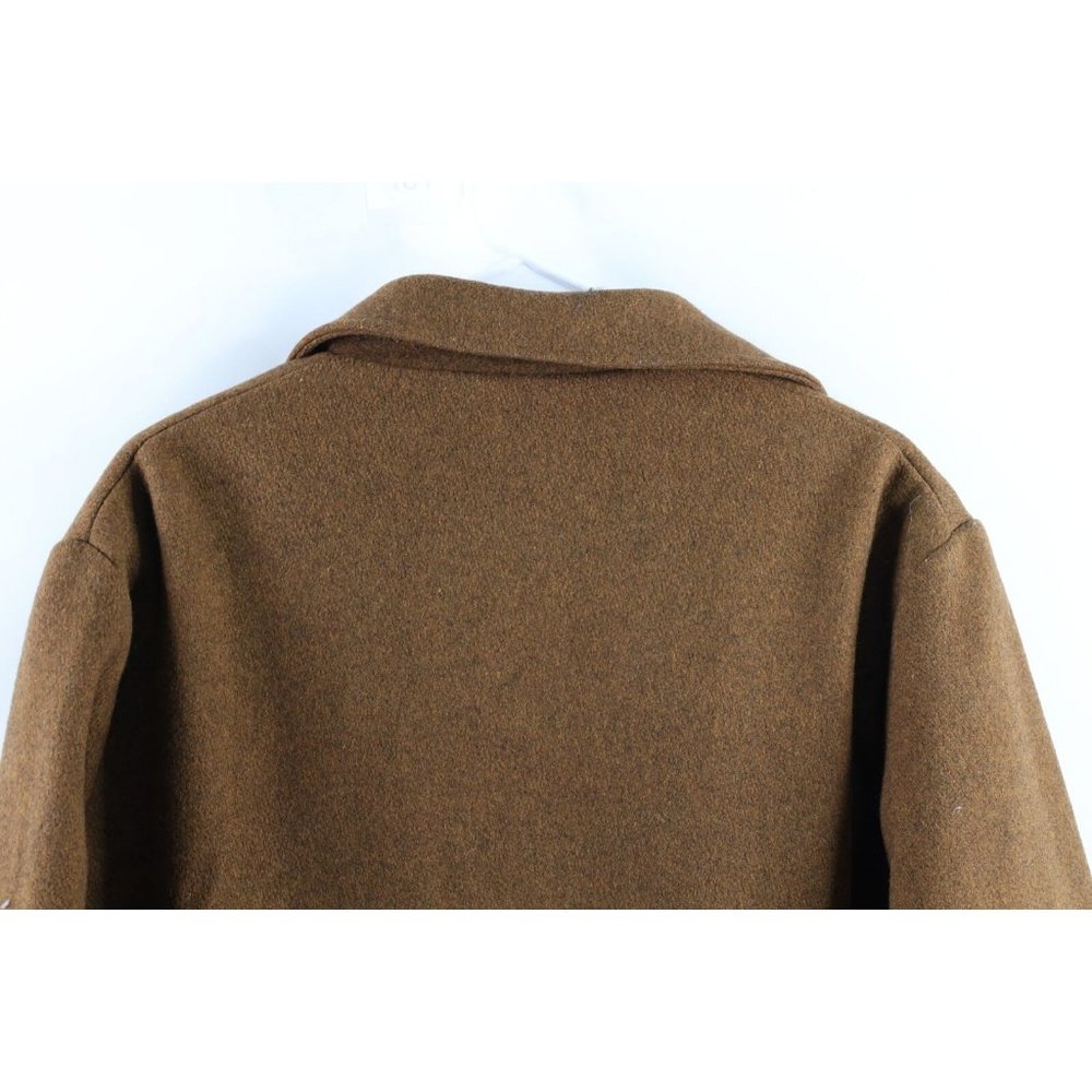 Vintage 70s Mens Small Fleece Lined Wool CPO Full Button Shirt Jacket Brown USA - Picture 7 of 8